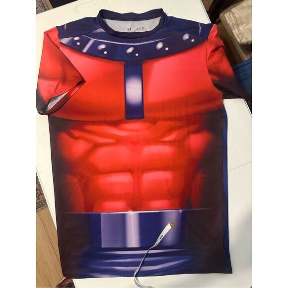 Under Armour Men's Purple Red Marvel Magneto Heat Gear Compression T-Shirt XL - Picture 2 of 7